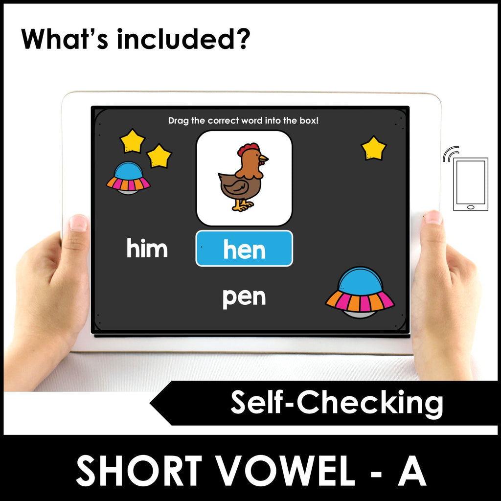 CVC Short E and I: BOOM CARDS™ – Digital Task Cards for Beginning Readers - Hot Chocolate Teachables