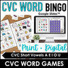 CVC WORD FLUENCY Bingo Game: Short A - E - I - O - U | Print & Digital - Hot Chocolate Teachables