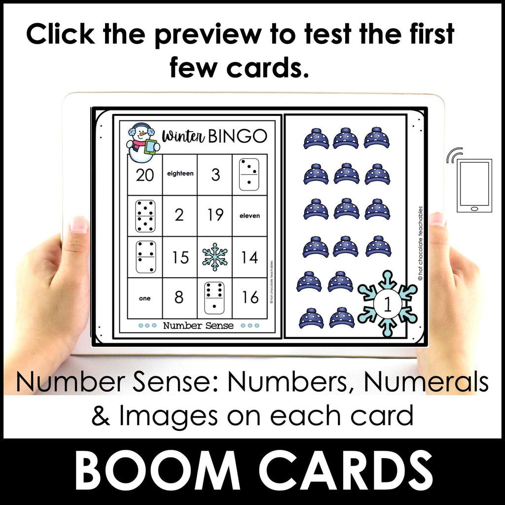 Digital Bingo Game : Number Fluency | Number Sense 1 to 20- Boom Cards™ - Hot Chocolate Teachables