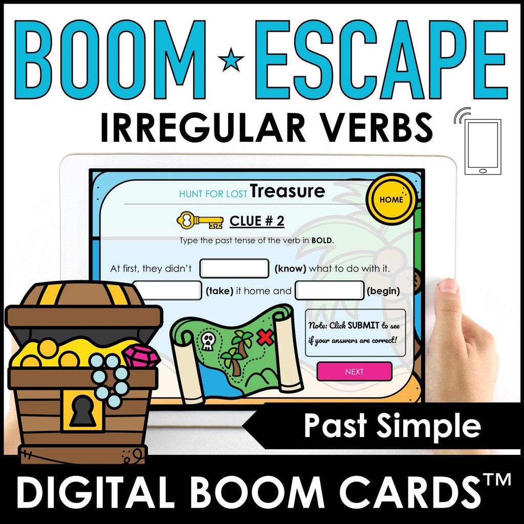 Digital Escape: Past Tense Irregular Verb BOOM CARD – Treasure Hunt - Hot Chocolate Teachables