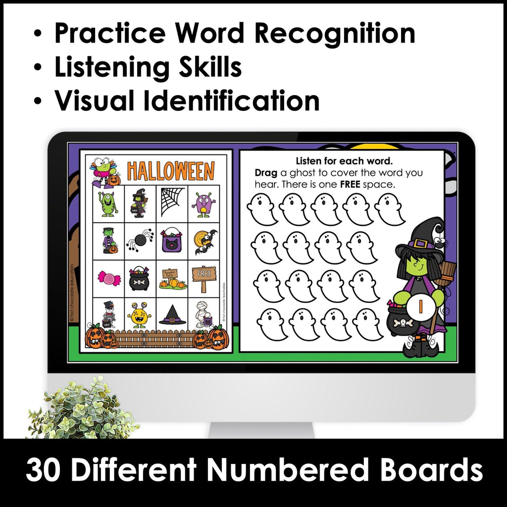 DIGITAL Halloween Vocabulary Bingo Game for Google Slides™ - Hot Chocolate Teachables