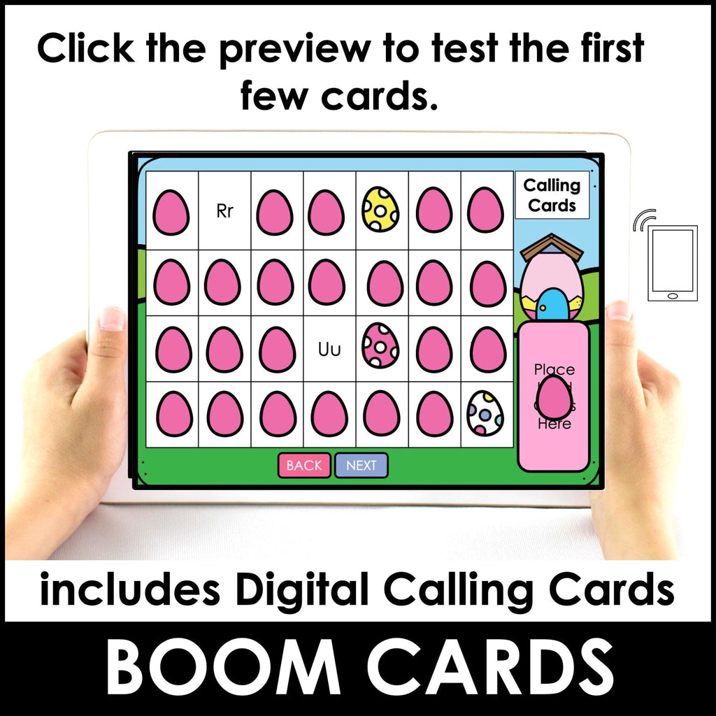EASTER Alphabet Letter Fluency Digital Bingo | Letter Recognition Boom Cards™ - Hot Chocolate Teachables