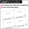 Editable Task Card PowerPoint Templates - Color - B&W Options - For ANY Subject - Hot Chocolate Teachables