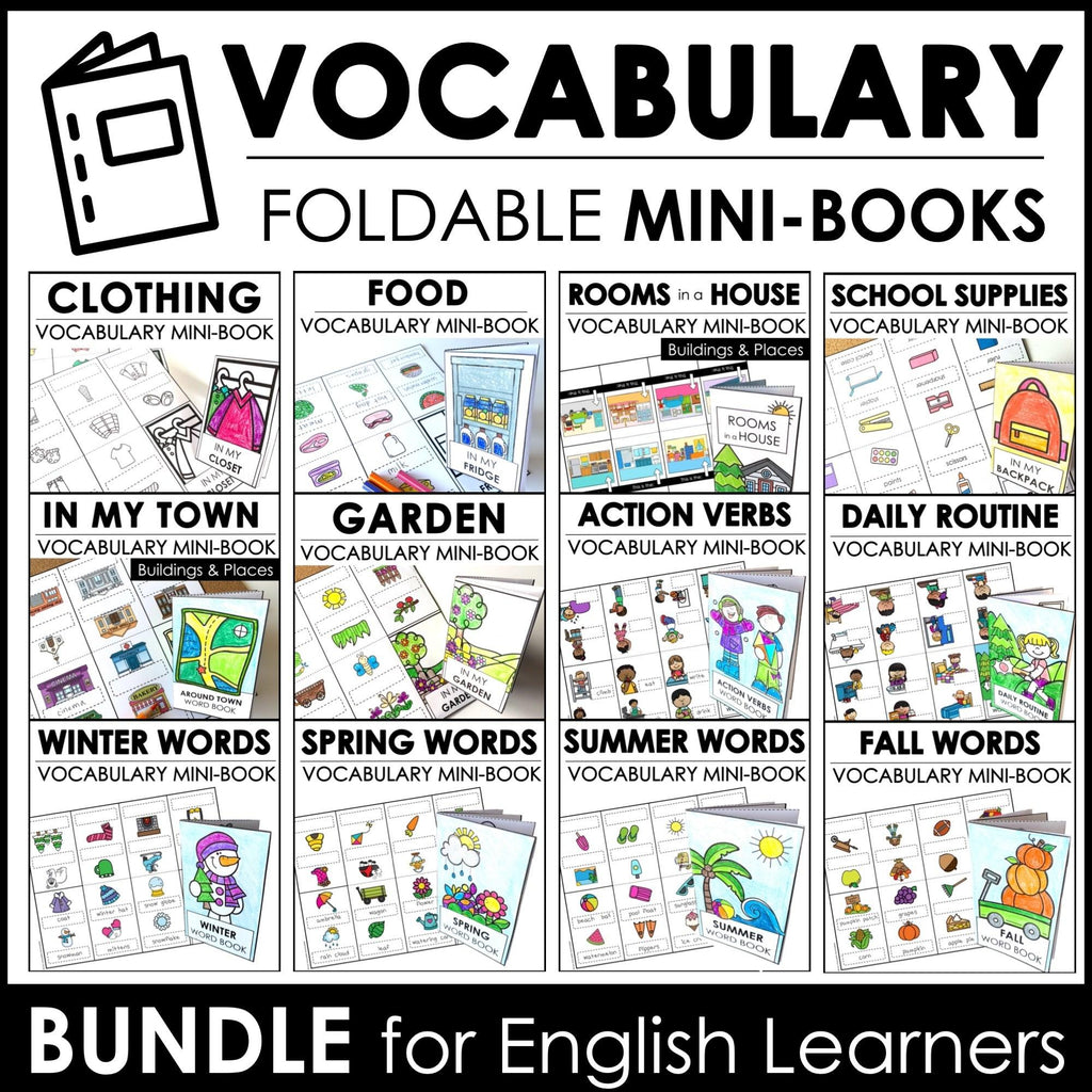 ESL Basic Vocabulary Mini-Books  Seasons, Food, House, Verbs, School, –  Hot Chocolate Teachables