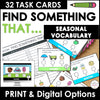 ESL Basic Vocabulary Task Cards: Seasonal Vocabulary Comprehension Activity - Hot Chocolate Teachables