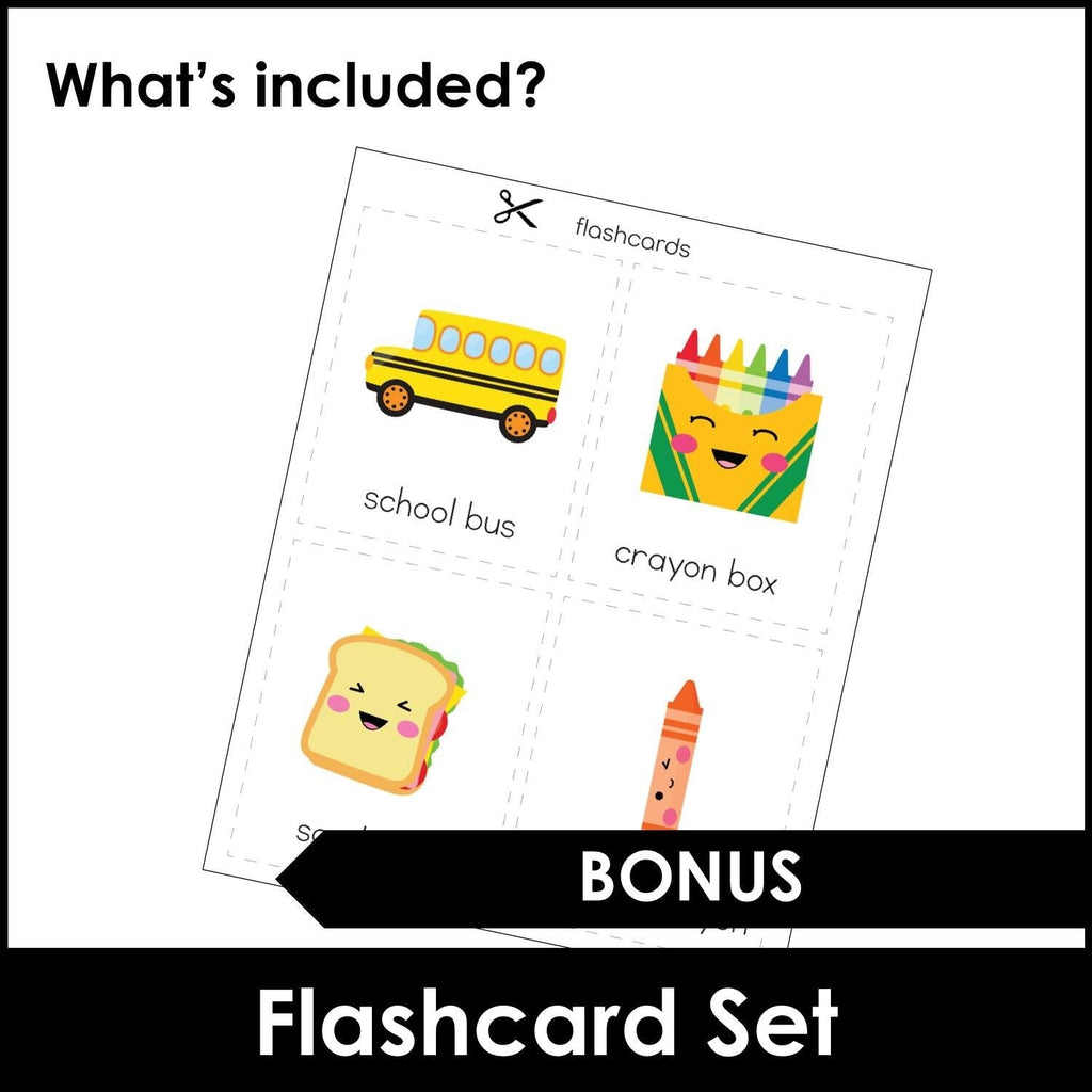ESL Classroom Vocabulary School Supplies Bingo and Flashcard Set - Hot Chocolate Teachables