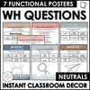 ESL Grammar Posters: Wh-Questions What, When, Where, Why, Who, How BOHO Neutrals - Hot Chocolate Teachables