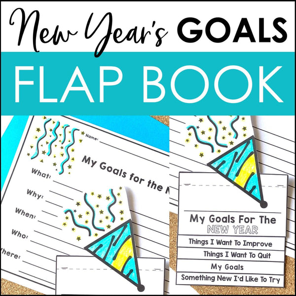 ESL New Year Goals Writing Activity | New Year's Resolutions FLAP BOOK - Hot Chocolate Teachables