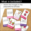 ESL Prepositions of Place and Location Card Match - Valentine's Day Vocabulary - Hot Chocolate Teachables