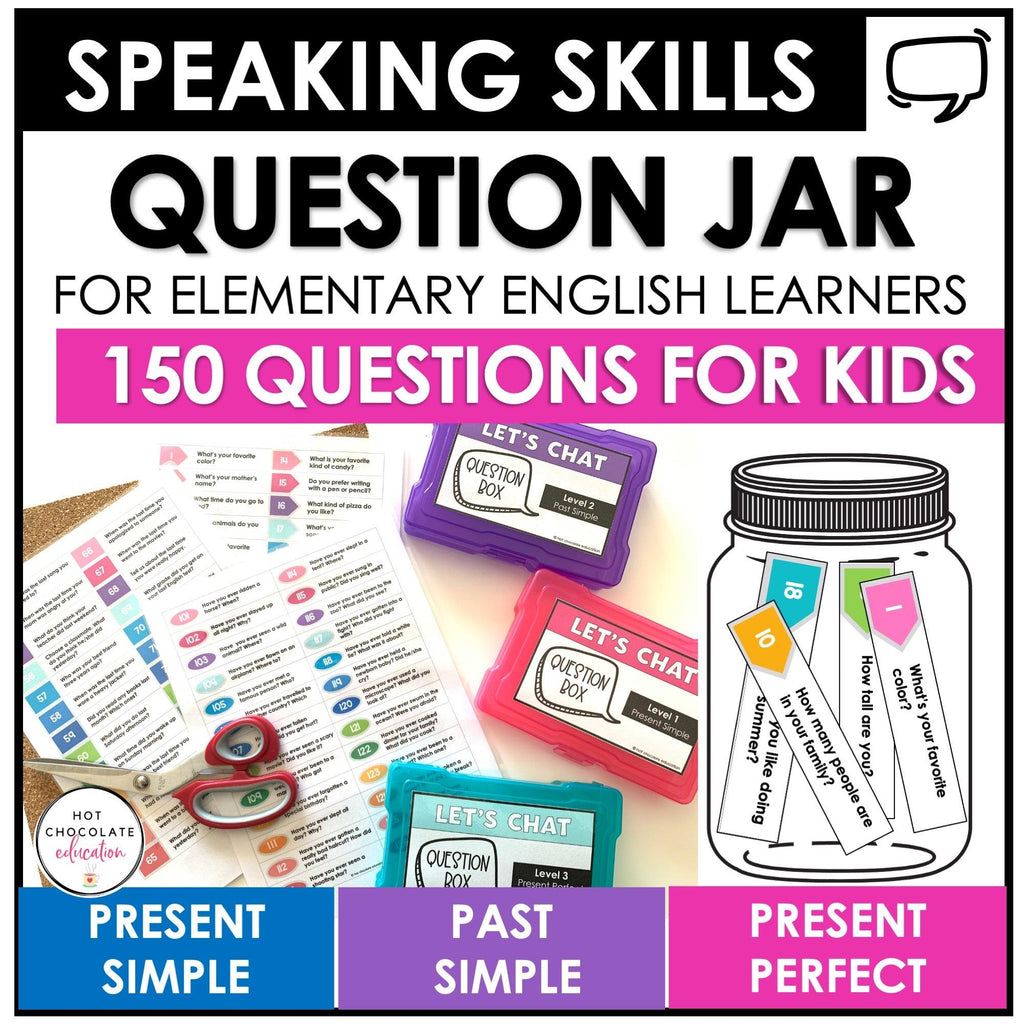ESL Speaking Activity for Kids | Present and Past Tense Conversation Questions - Hot Chocolate Teachables