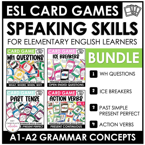 ESL Speaking Card Games Bundle | Activities to Practice Conversation - Hot Chocolate Teachables