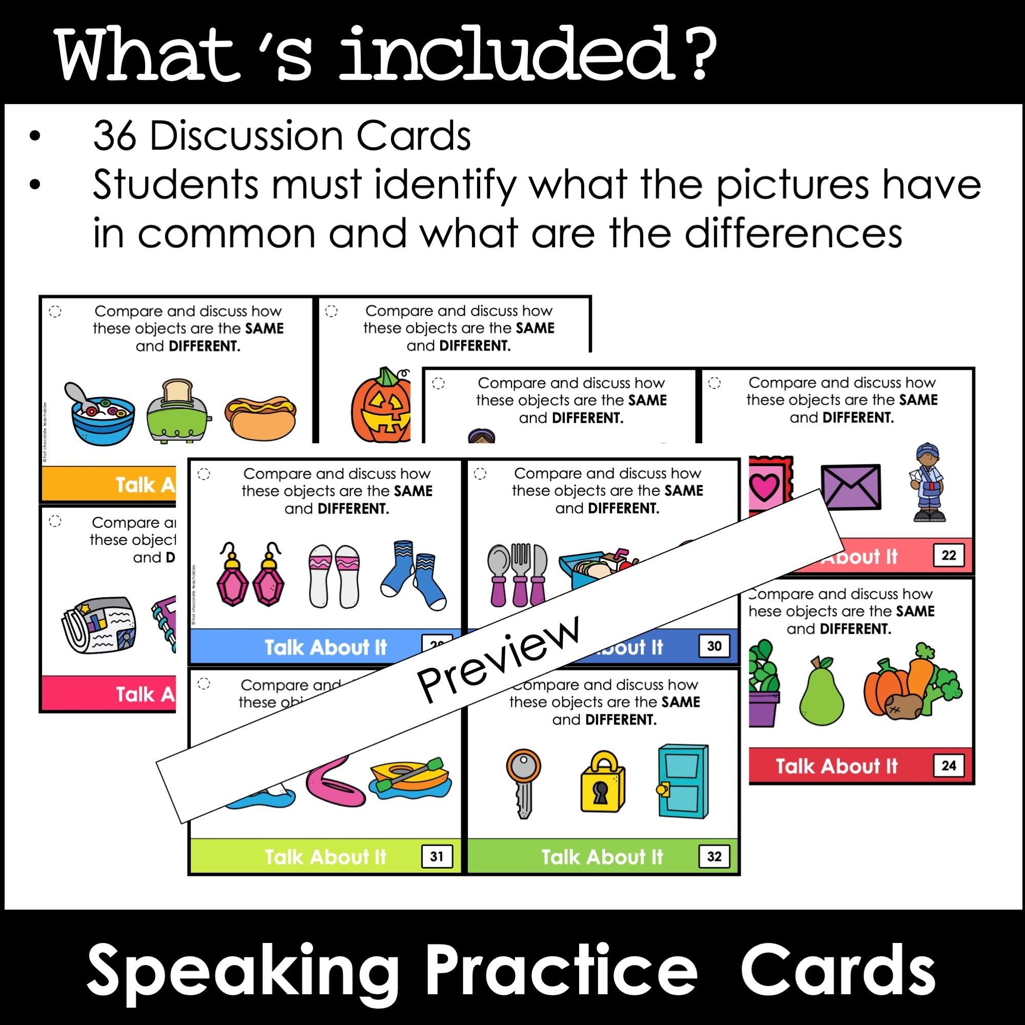 ESL Speaking Practice Discussion Cards - Same or different?