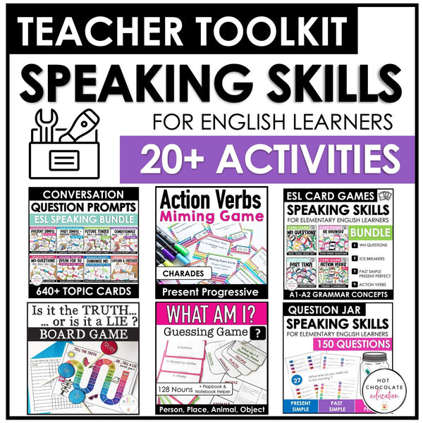 ESL Speaking Skills Starter Kit | English Games, Activities & Question Cards - Hot Chocolate Teachables