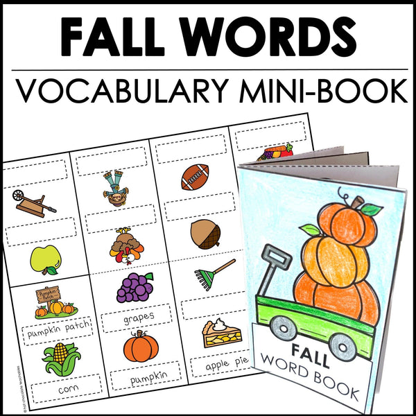 Fall Vocabulary Word Mini Book | ESL Autumn Picture Dictionary Activity - Hot Chocolate Teachables