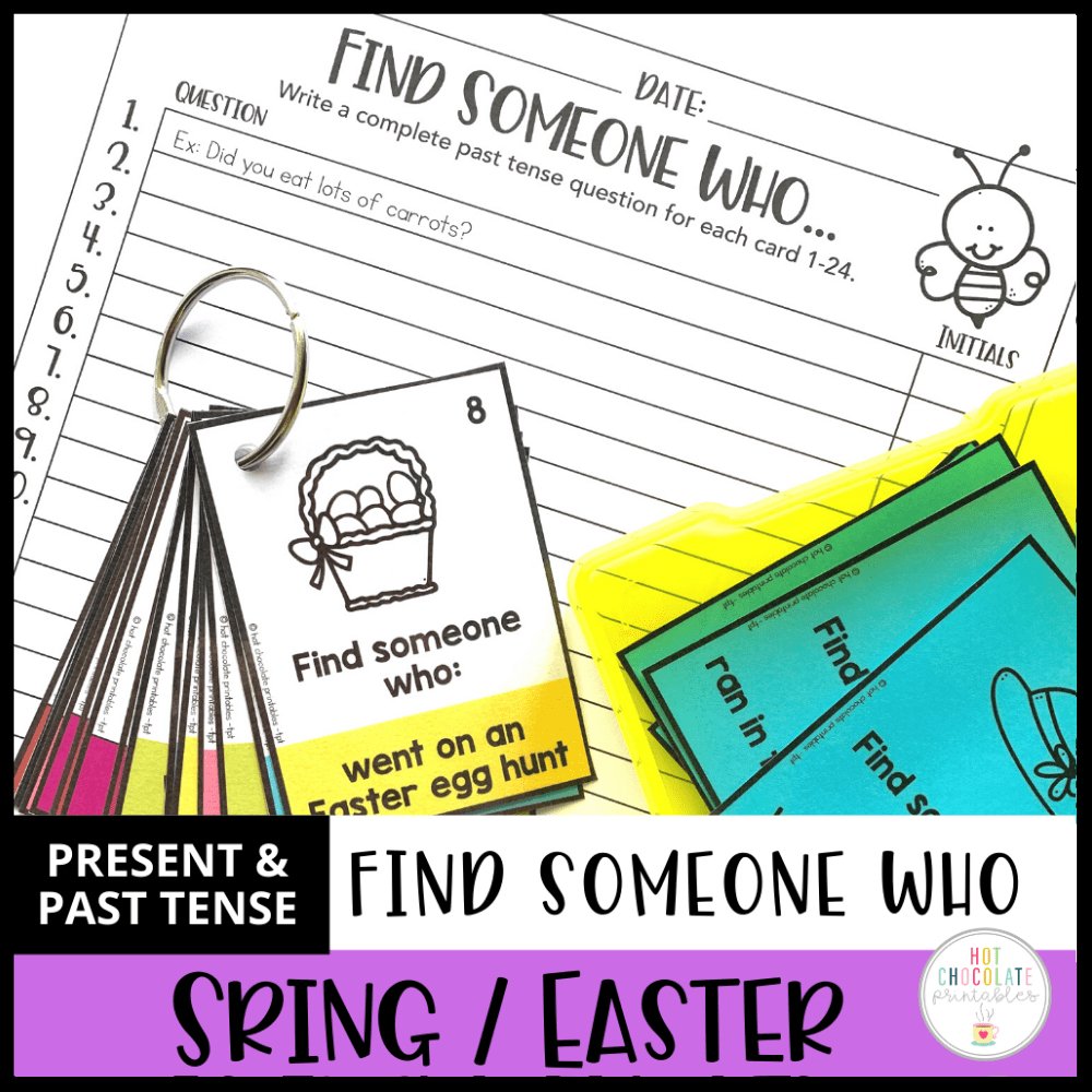 Find Someone Who - Easter / Spring Past Simple Speaking Activity - Hot Chocolate Teachables
