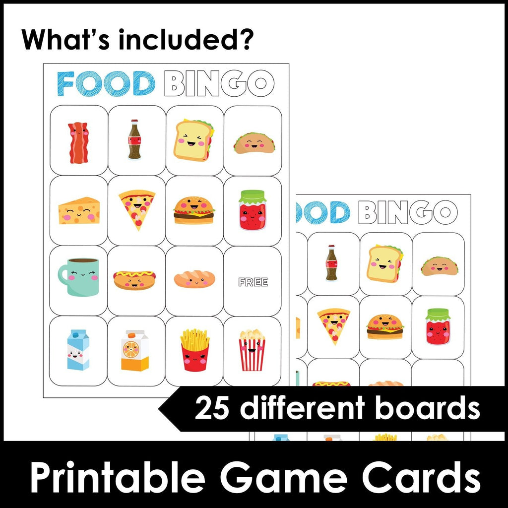 Food and Drink Bingo Game + Flashcards - Hot Chocolate Teachables