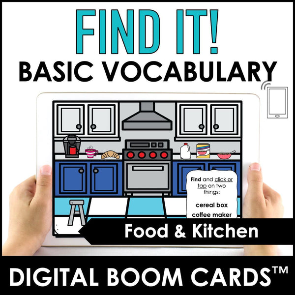 Food and Kitchen Vocabulary BOOM CARDS - Hot Chocolate Teachables