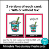 Food Group Vocabulary Flashcards | ESL Task Cards - Meat, Dairy, Protein - Hot Chocolate Teachables