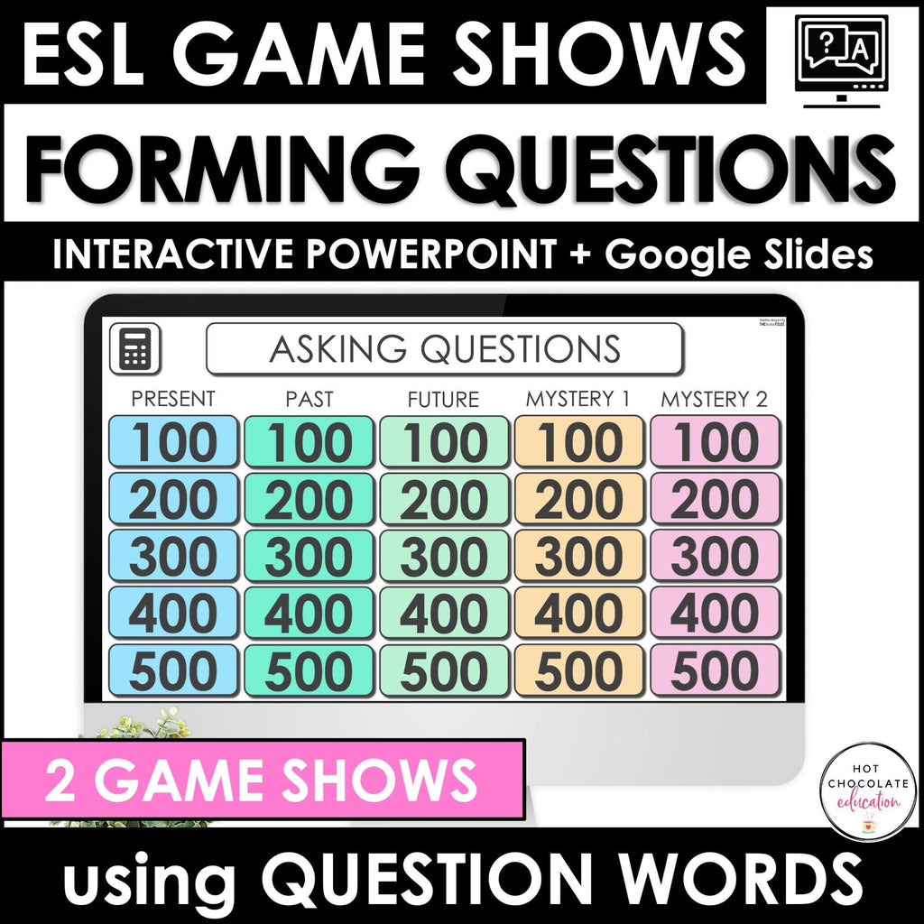 Forming Questions based on Answers | Question Word Game Show - Hot Chocolate Teachables