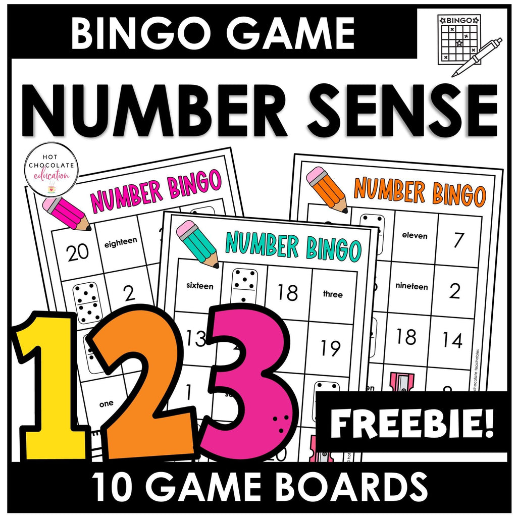 FREE! Bingo Game Numbers 1-20 - Hot Chocolate Teachables