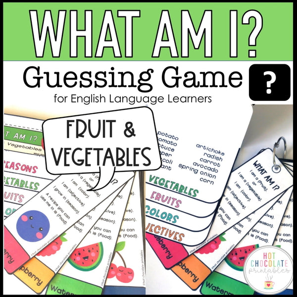Fruit and Vegetable Guessing Game for Young Learners - What am I? - Hot Chocolate Teachables