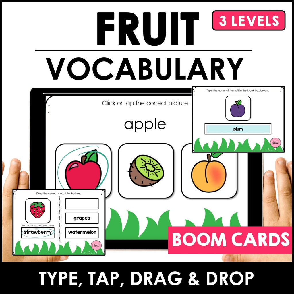Fruit Vocabulary BOOM CARDS™ Interactive Digital Task Cards - Hot Chocolate Teachables