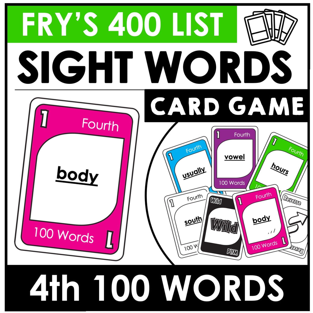 Fry's Sight Words Card Game - Fourth Hundred Words - Plays like UNO - Hot Chocolate Teachables