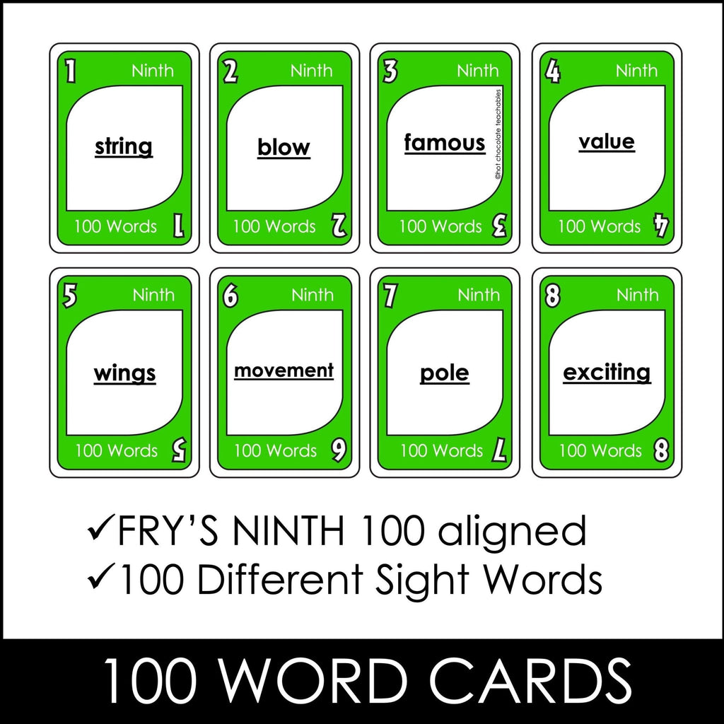 Fry's Sight Words Card Game - Ninth Hundred Words - Plays like UNO - Hot Chocolate Teachables
