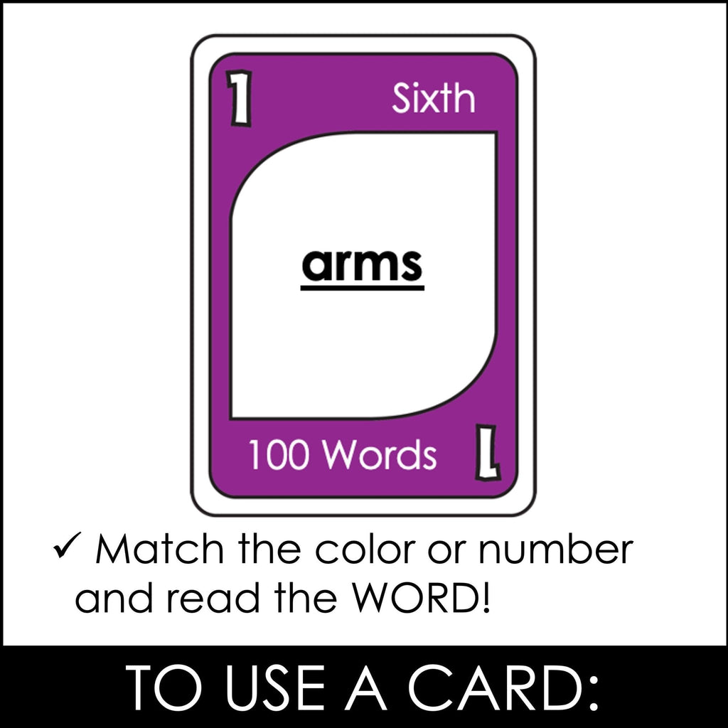 Fry's Sight Words Card Game - Sixth Hundred Words - Plays like UNO - Hot Chocolate Teachables