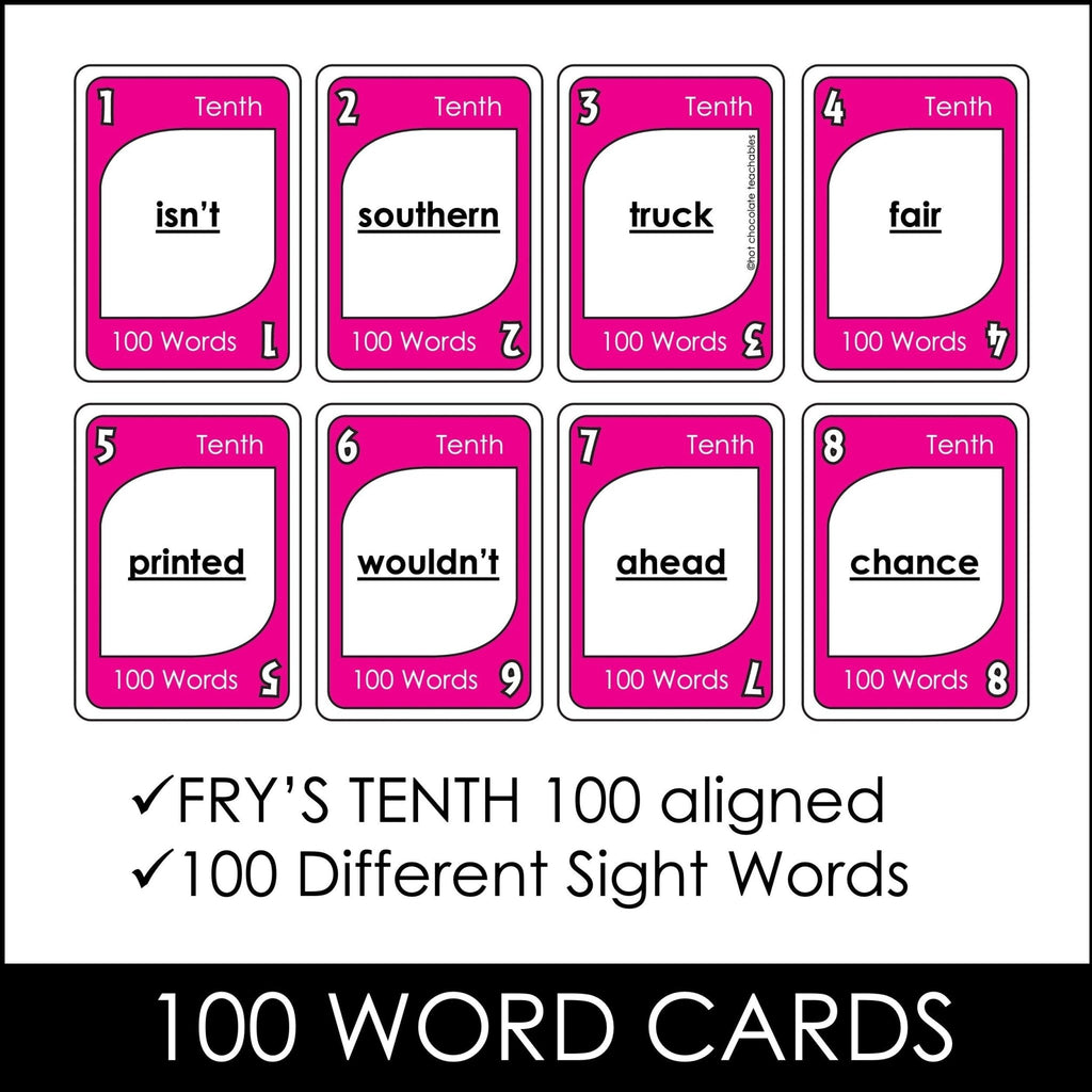 Fry's Sight Words Card Game - Tenth Hundred Words - Plays like UNO - Hot Chocolate Teachables