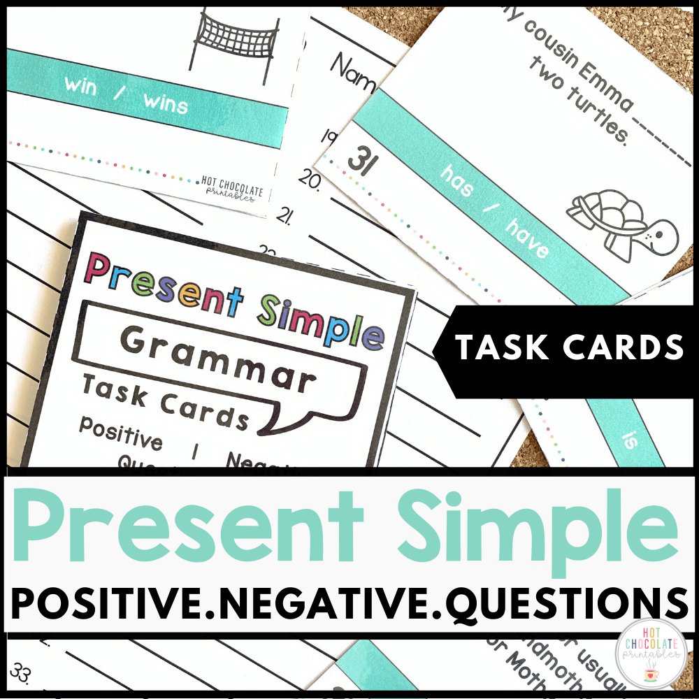 Grammar & Vocabulary Task Card Bundle - Hot Chocolate Teachables