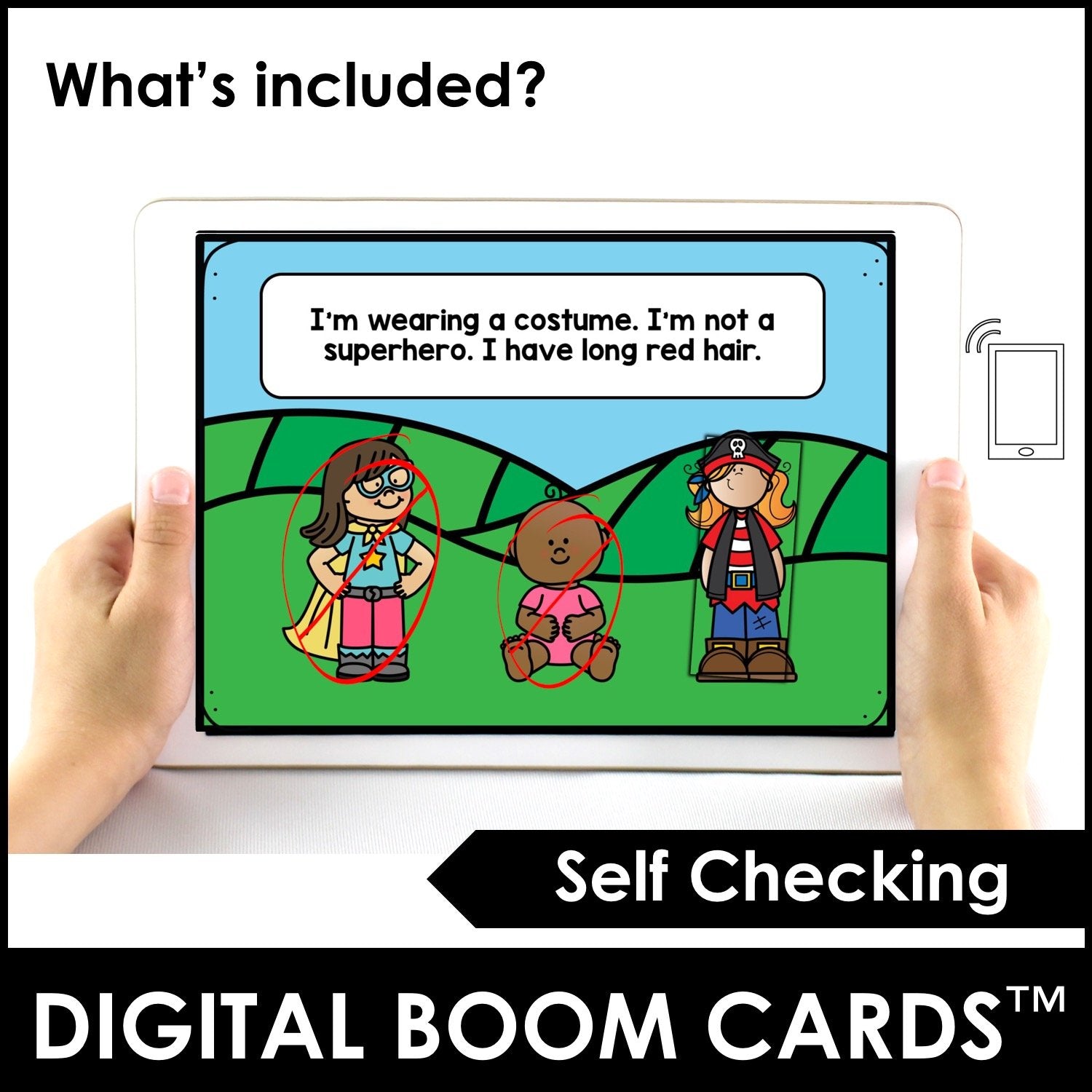 Guess Who? Describing People - Interactive Digital Boom Card - Hot Chocolate Teachables