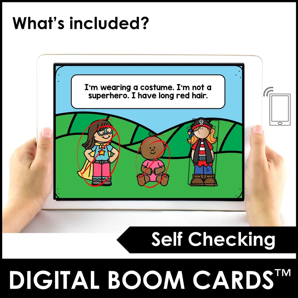 Guess Who? Describing People - Interactive Digital Boom Card - Hot Chocolate Teachables