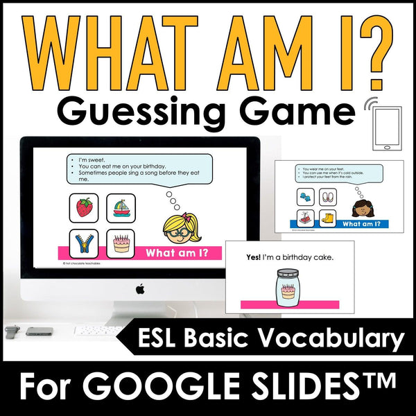 Guessing Game on Google Slides™ - Guess the Object? | Vocabulary Building Game - Hot Chocolate Teachables
