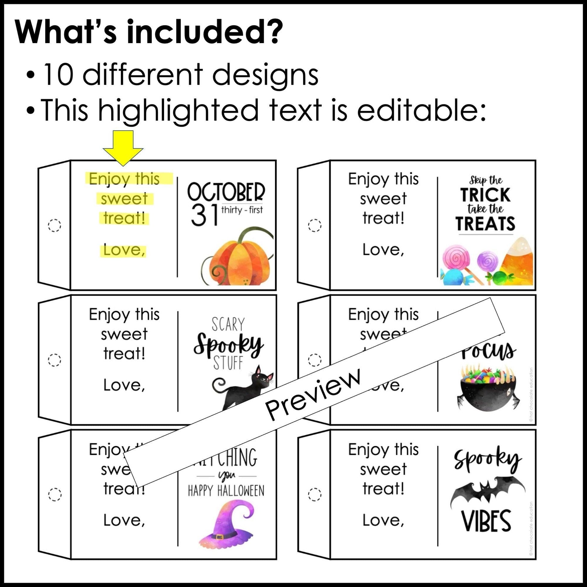 Halloween Gift Tags for Students | Editable in Power Point - Hot Chocolate Teachables