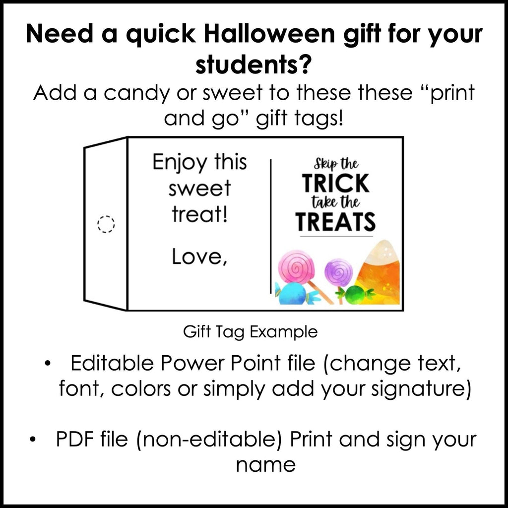 Halloween Gift Tags for Students | Editable in Power Point - Hot Chocolate Teachables
