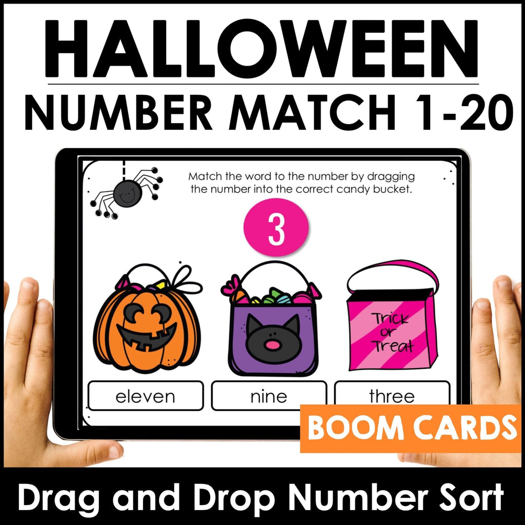 Halloween Number Match BOOM CARDS™ Number recognition Digital Task Cards - Hot Chocolate Teachables
