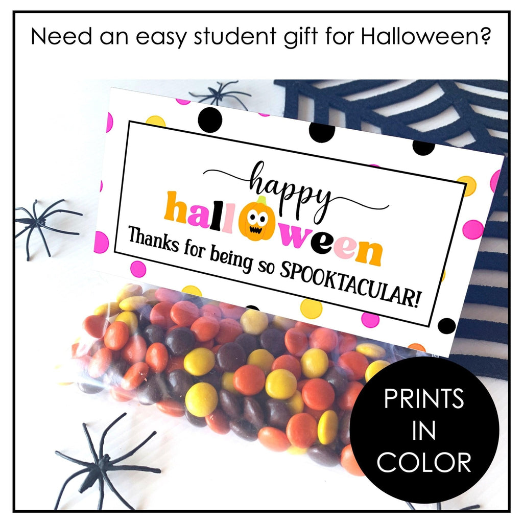 Halloween Student Gift Tags | Candy Gift Bag Topper for Students | fits ZIPLOC - Hot Chocolate Teachables