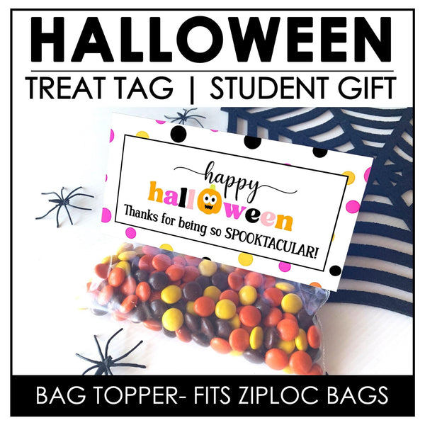 Halloween Student Gift Tags | Candy Gift Bag Topper for Students | fits ZIPLOC - Hot Chocolate Teachables