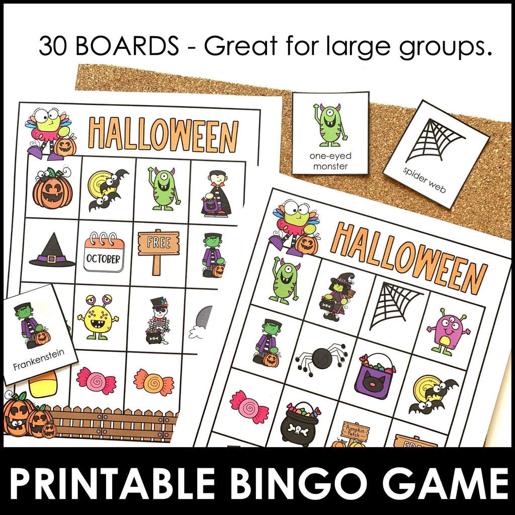 Halloween Vocabulary Bingo Game | October Words - Activity for Young Learners - Hot Chocolate Teachables