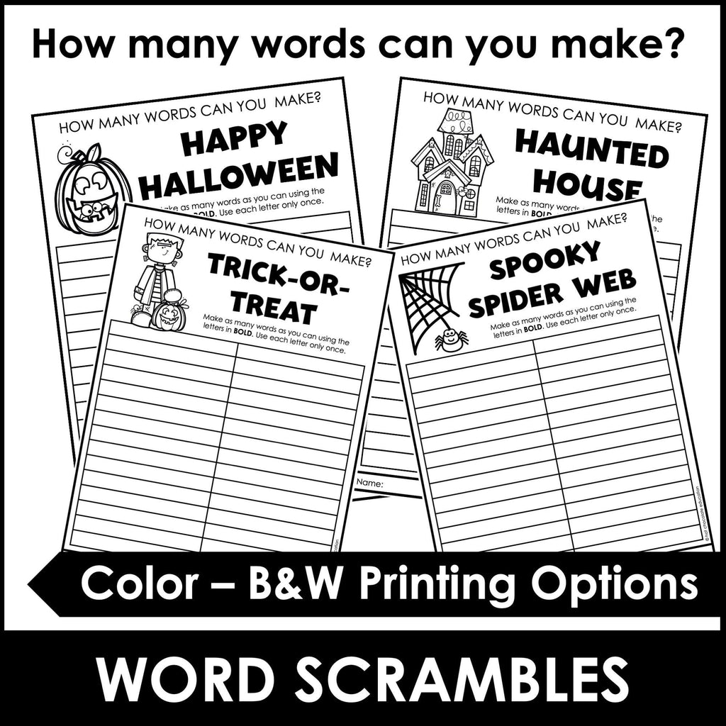 Halloween Word Scramble Freebie - Hot Chocolate Teachables