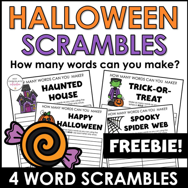 Halloween Word Scramble Freebie - Hot Chocolate Teachables