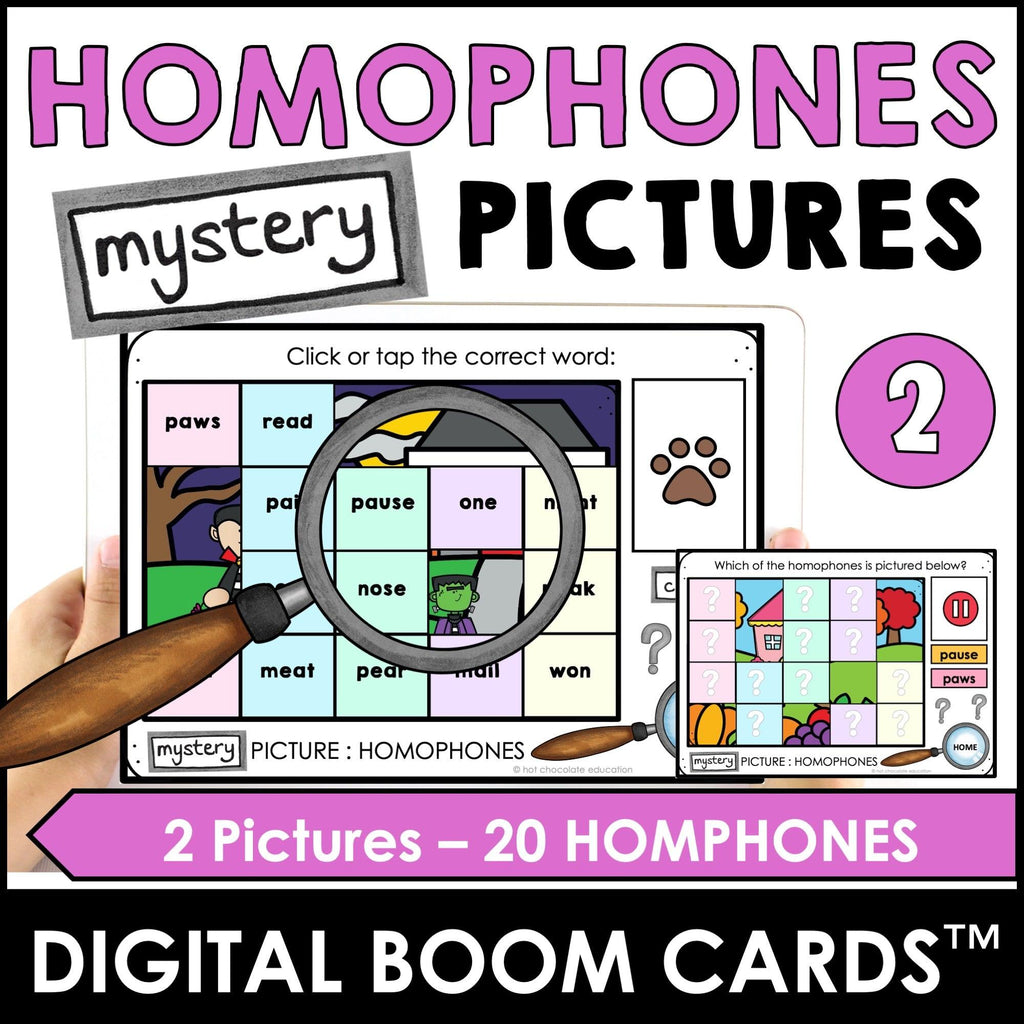 Homophone Vocabulary Boom Cards™ | Task Card Activity Set 2 - Hot Chocolate Teachables