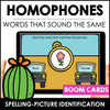 Homophones | Words with the Same Pronunciation and Different Meanings - Boom Cards - Hot Chocolate Teachables
