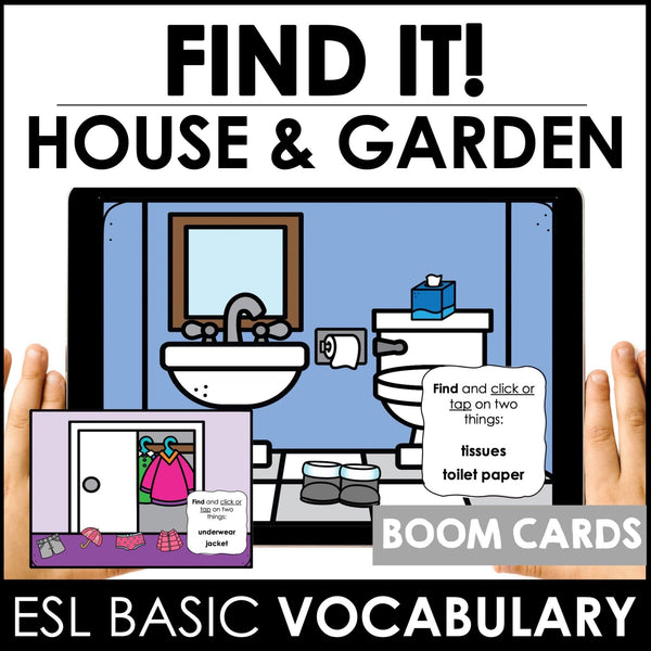 House and Garden Vocabulary BOOM CARDS - Hot Chocolate Teachables