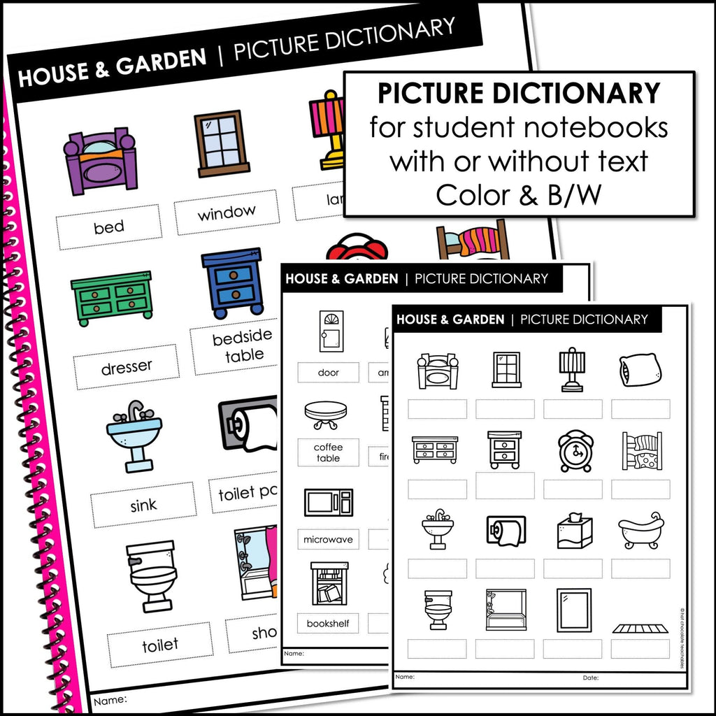 House, Furniture & Garden Vocabulary Activities | Mini-Book & Worksheet Pack - Hot Chocolate Teachables