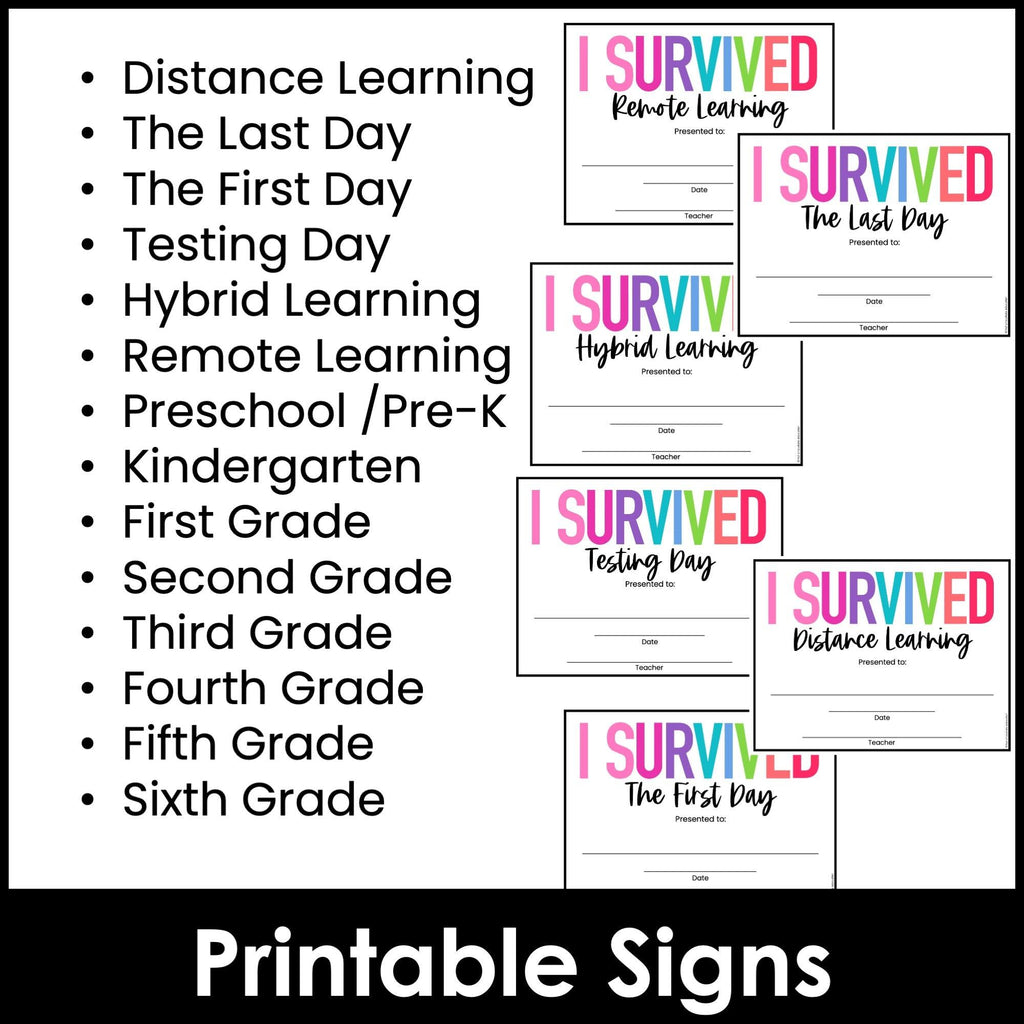 I SURVIVED -Editable End of the School Year Certificates - Awards for all Grades - Hot Chocolate Teachables