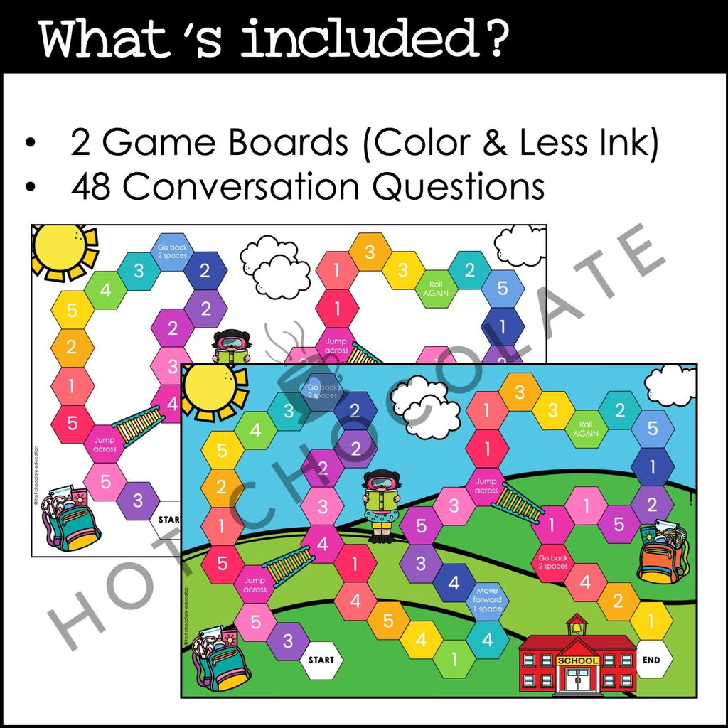 Ice Breakers | Getting To Know You Questions | Back to School Board Game - Hot Chocolate Teachables