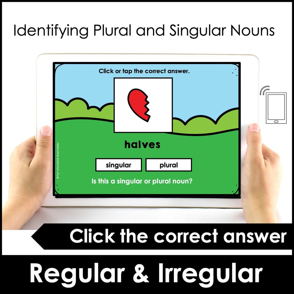 Identifying Nouns - Is it PLURAL or SINGULAR? Digital Boom Cards™ - Hot Chocolate Teachables