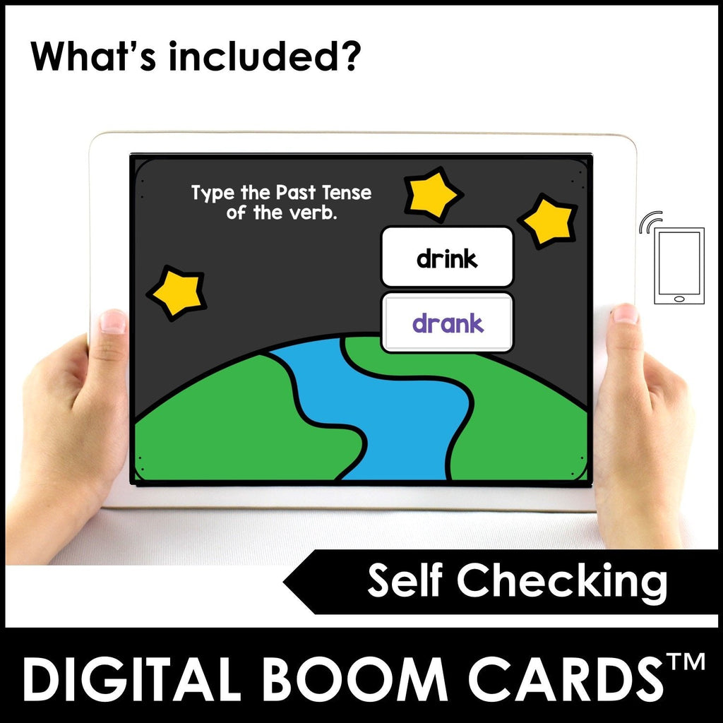 Irregular Verb Boom Cards™ Past Tense Digital Task Cards - Hot Chocolate Teachables
